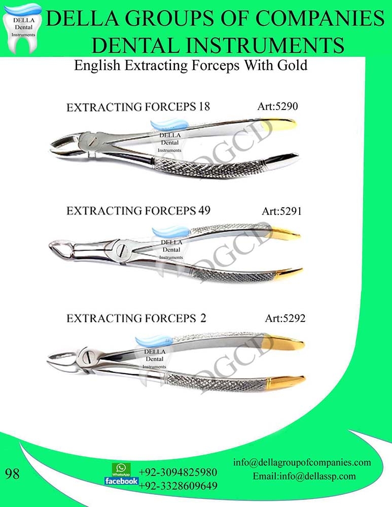 English Extracting Forceps with Gold